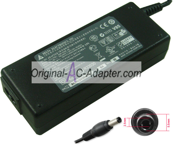 Gateway 19V 3.95A 75W 5.5mm x 2.5mm Power AC Adapter Gateway 19V 3.95A 75W 5.5mm x 2.5mm Power AC Adapter