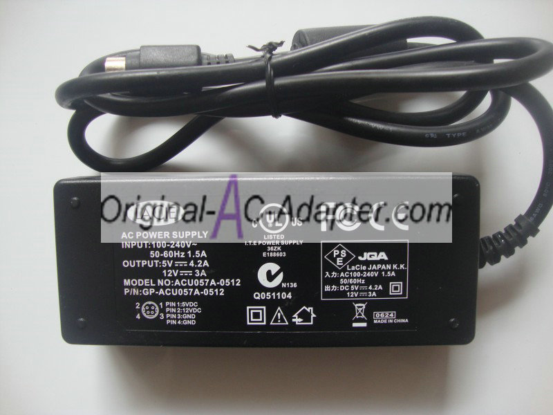 Lacie BP-60W-02 12V 3A 5V 4.2A Power AC Adapter Lacie BP-60W-02 12V 3A 5V 4.2A Power AC Adapter