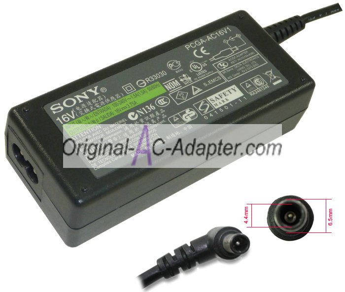 Sony 16V 3.75A 6.5mm x 4.4mm Power AC Adapter Sony 16V 3.75A 6.5mm x 4.4mm Power AC Adapter